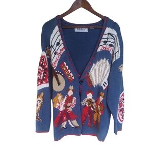 Vintage Belle Pointe Sweater Crochet Knit Cardigan Western Square Dance Country